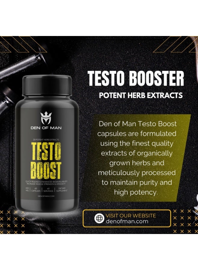 DEN OF MAN Testo Booster Capsules For Men 650mg Per Serving 60 Count pack of 2 - Image 5